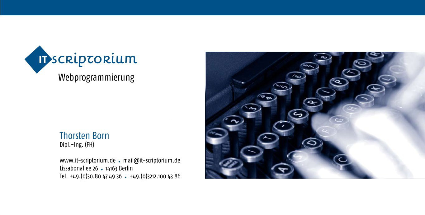 IT-scriptorium - Thorsten Born - Webprogrammierung - Lissabonallee 26 - 14163 Berlin